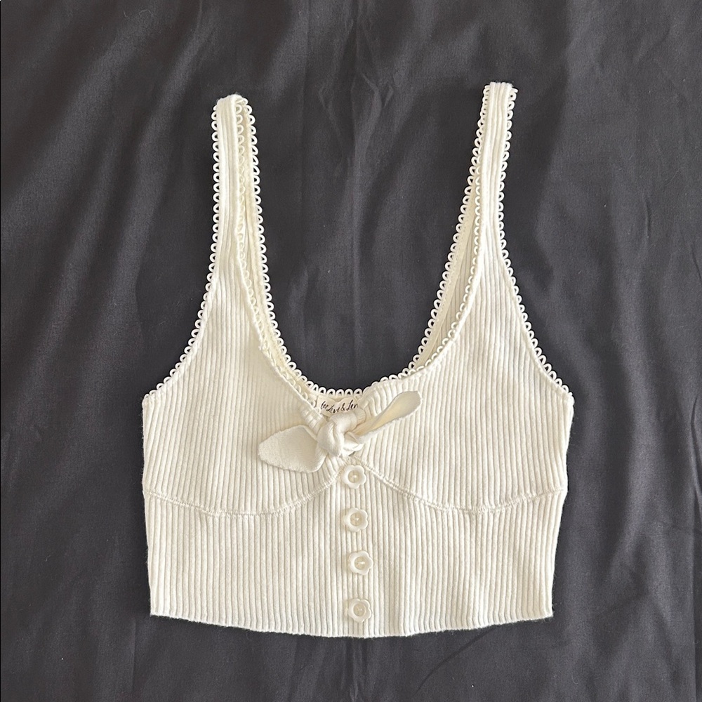 Victoria's Secret Cream Ribbed Button-Front Tank